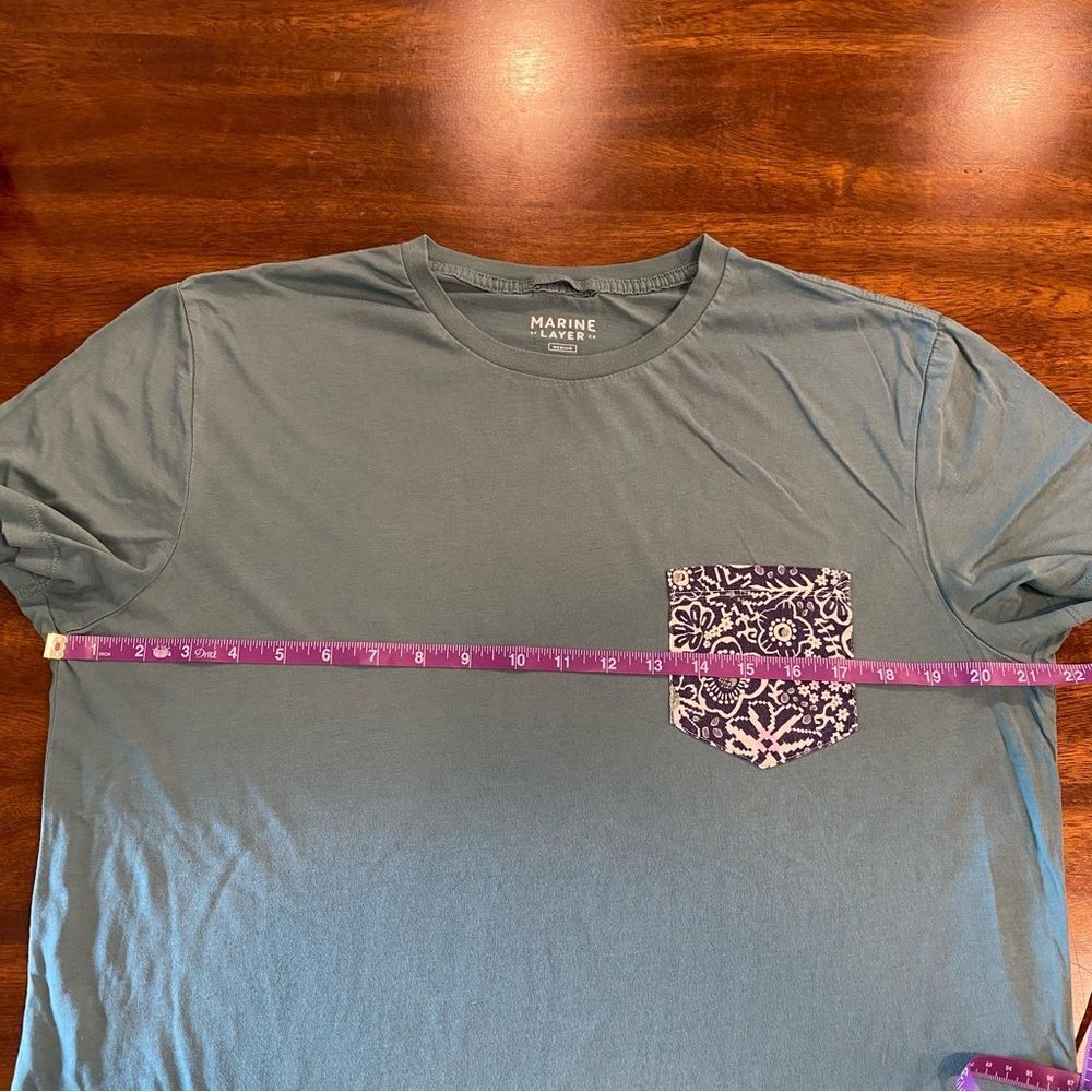 Marine layer signature printed cotton tee  Men's size medium short sleeve green - Picture 8 of 9